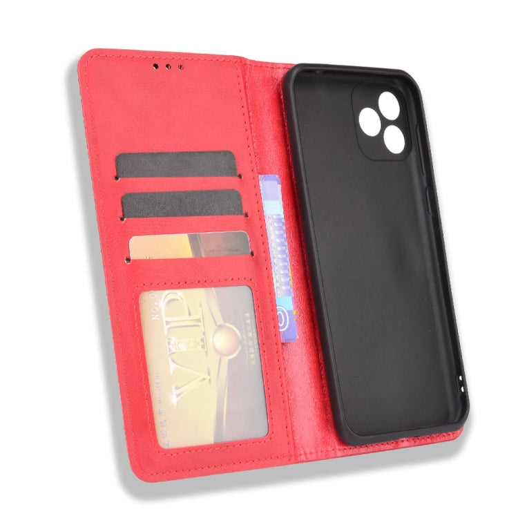 For Blackview Oscal C20 Magnetic Buckle Retro Crazy Horse Texture Horizontal Flip Leather Case with Holder & Card Slots & Photo Frame(Red) - More Brand by buy2fix | Online Shopping UK | buy2fix