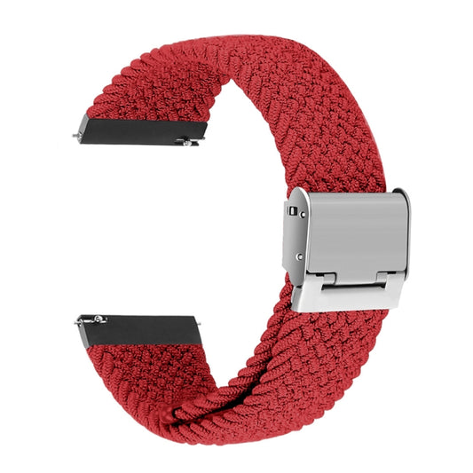 22mm Universal Metal Buckle Nylon Braided Watch Band(Red) - 22mm Bands by buy2fix | Online Shopping UK | buy2fix