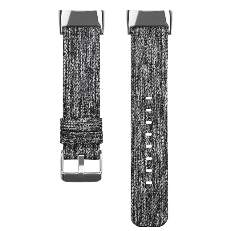 For Fitbit Charge 5 Nylon Canvas Watch Band(Black Grey) - Watch Bands by buy2fix | Online Shopping UK | buy2fix