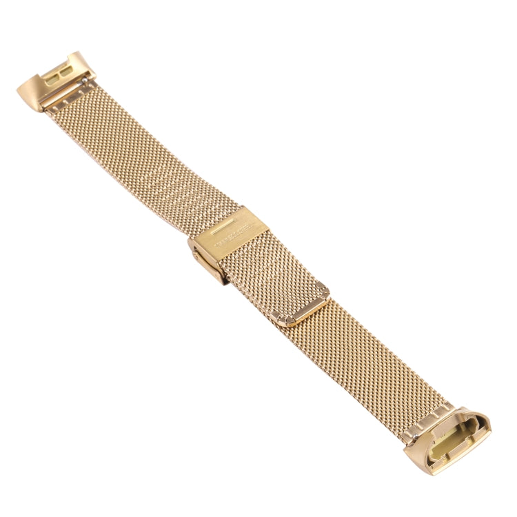 For Fitbit Charge 4 Double Insurance Buckle Milanese Watch Band(Gold) - Watch Bands by buy2fix | Online Shopping UK | buy2fix