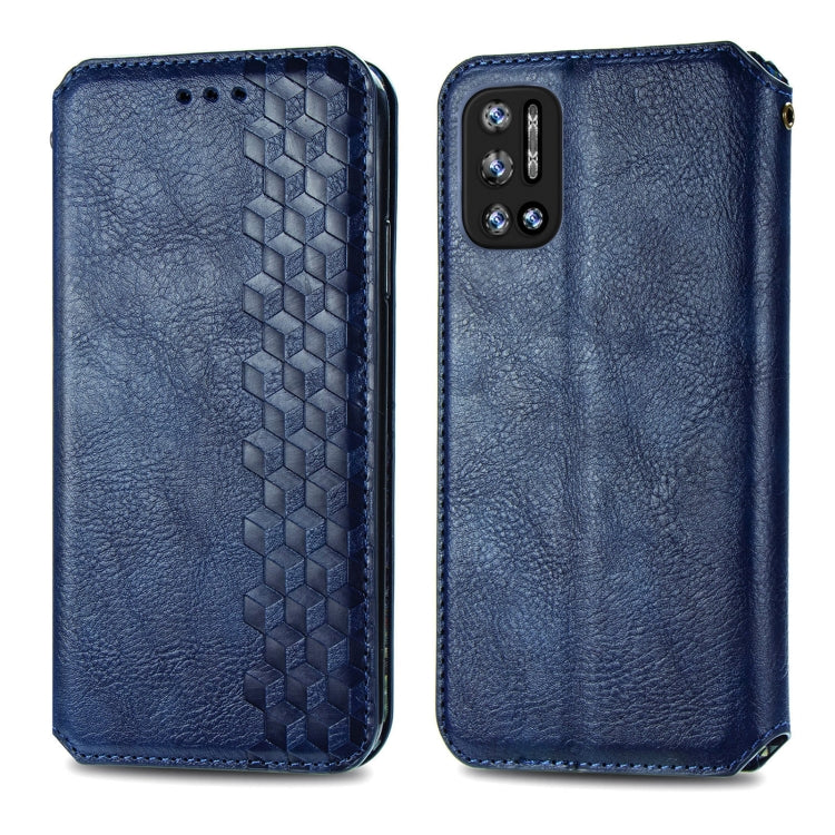 For Doogee N40 Pro Cubic Grid Pressed Horizontal Flip Magnetic Leather Case with Holder & Card Slots & Wallet(Blue) - More Brand by buy2fix | Online Shopping UK | buy2fix