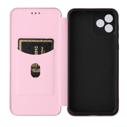 For Blackview Oscal C20 Carbon Fiber Texture Horizontal Flip Leather Phone Case with Card Slot(Pink) - More Brand by buy2fix | Online Shopping UK | buy2fix