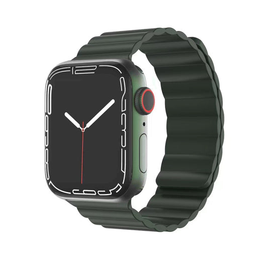 Mutural Liquid Silicone Magnetic Strap Watch Band For Apple Watch Ultra 49mm&Watch Ultra 2 49mm / Series 9&8&7 45mm / SE 3&SE 2&6&SE&5&4 44mm / 3&2&1 42mm(Green) - Watch Bands by Mutural | Online Shopping UK | buy2fix