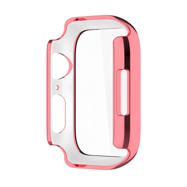 Electroplating Shockproof PC Protective Case with Tempered Glass Film For Apple Watch Series 9 / 8 / 7 41mm(Rose Gold) - Watch Cases by buy2fix | Online Shopping UK | buy2fix