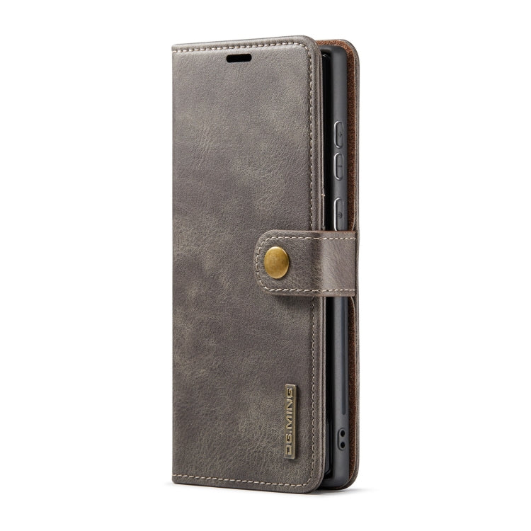 For Samsung Galaxy S22 Ultra 5G DG.MING Crazy Horse Texture Detachable Magnetic Leather Phone Case(Grey) - Galaxy S22 Ultra 5G Cases by DG.MING | Online Shopping UK | buy2fix