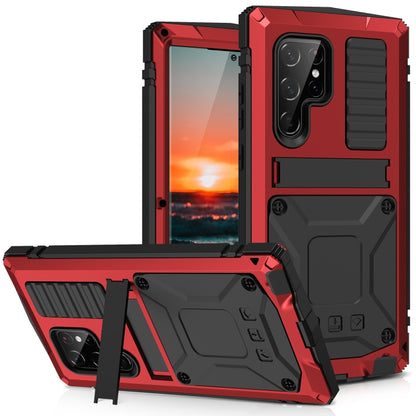 For Samsung Galaxy S22 Ultra 5G R-JUST Metal + Silicone Holder Phone Case(Red) - Galaxy S22 Ultra 5G Cases by R-JUST | Online Shopping UK | buy2fix