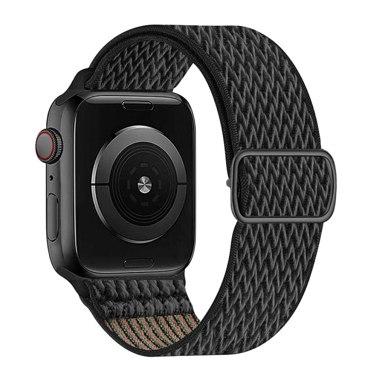 W Texture Nylon Strap For Apple Watch Ultra 49mm&Watch Ultra 2 49mm / Series 9&8&7 45mm / SE 3&SE 2&6&SE&5&4 44mm / 3&2&1 42mm(Black Rainbow) - Watch Bands by buy2fix | Online Shopping UK | buy2fix