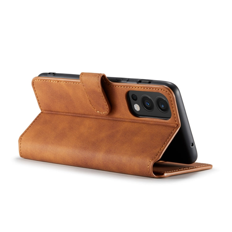 For OnePlus Nord 2 DG.MING Retro Oil Side Horizontal Flip Leather Case with Holder & Card Slots & Wallet(Brown) - OnePlus Cases by DG.MING | Online Shopping UK | buy2fix