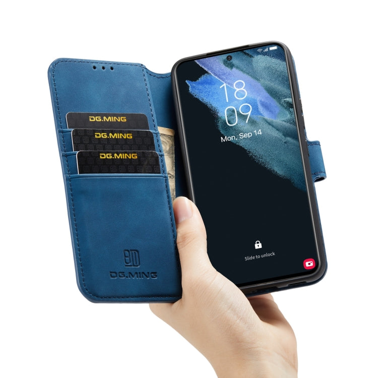 For Samsung Galaxy S22 DG.MING Retro Oil Side Horizontal Flip Leather Case with Holder & Card Slots & Wallet(Blue) - Galaxy S22 5G Cases by DG.MING | Online Shopping UK | buy2fix