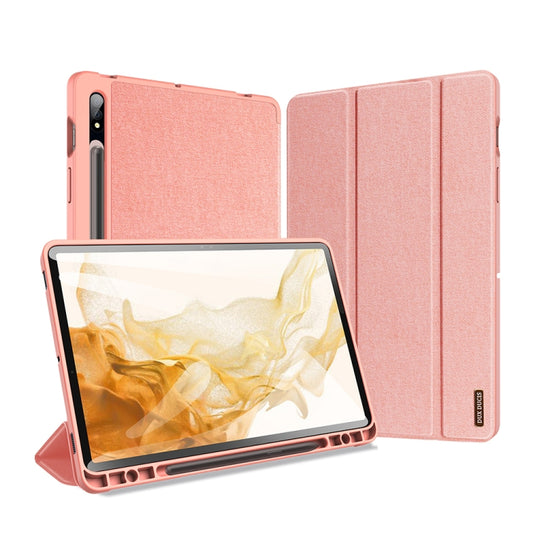 For Samsung Galaxy Tab S8 / Galaxy Tab S7 DUX DUCIS Domo Series Magnetic PU Leather Tablet Case(Pink) - Galaxy Tab S8 Cases by DUX DUCIS | Online Shopping UK | buy2fix