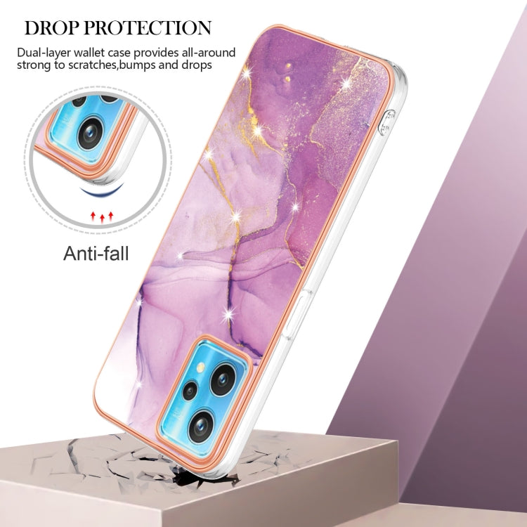 For Realme 9 Pro+ Electroplating Marble Pattern Dual-side IMD TPU Phone Case(Purple 001) - Realme Cases by buy2fix | Online Shopping UK | buy2fix