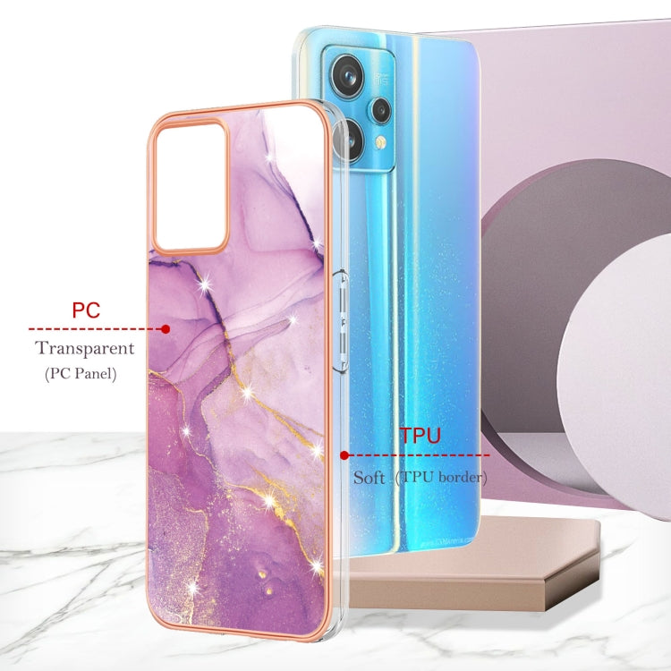 For Realme 9 Pro+ Electroplating Marble Pattern Dual-side IMD TPU Phone Case(Purple 001) - Realme Cases by buy2fix | Online Shopping UK | buy2fix