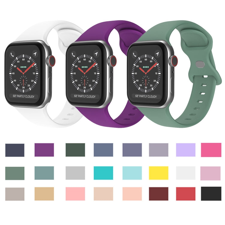 Butterfly Buckle Silicone Watch Band, Size: S For Apple Watch Ultra 49mm&Watch Ultra 2 49mm / Series 9&8&7 45mm / SE 3&SE 2&6&SE&5&4 44mm / 3&2&1 42mm(Dark Purple) - Watch Bands by buy2fix | Online Shopping UK | buy2fix