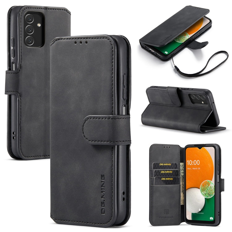 For Samsung Galaxy A13 4G DG.MING Retro Oil Edge Flip Leather Phone Case(Black) - Galaxy Phone Cases by DG.MING | Online Shopping UK | buy2fix