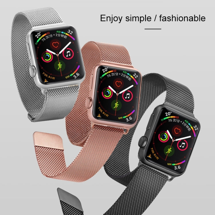 For Apple Watch Ultra 49mm&Watch Ultra 2 49mm / Series 9&8&7 45mm / SE 3&SE 2&6&SE&5&4 44mm / 3&2&1 42mm Mutural Milanese Stainless Steel Watch Band(Rose Gold) - Watch Bands by Mutural | Online Shopping UK | buy2fix