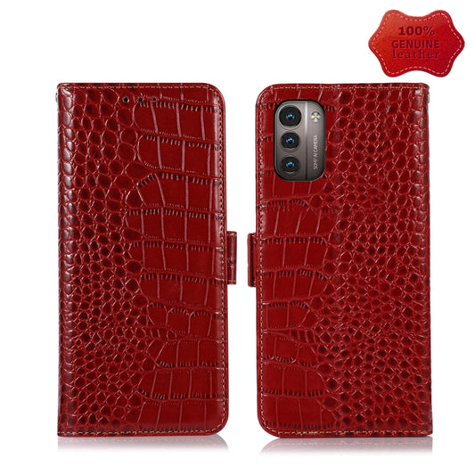 For Nokia G11 / G21 4G Crocodile Top Layer Cowhide Leather Phone Case(Red) - Nokia Cases by buy2fix | Online Shopping UK | buy2fix