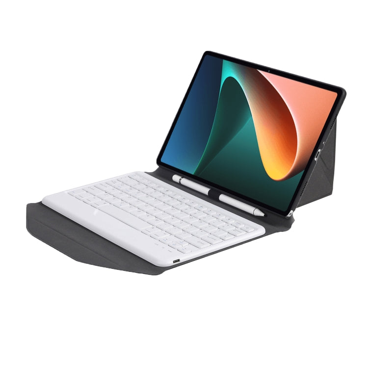 B0N5 Diamond Texture Bluetooth Keyboard Leather Case with Triangle Back Support For Xiaomi Pad 5 / 5 Pro(Black + White) - Others Keyboard by buy2fix | Online Shopping UK | buy2fix