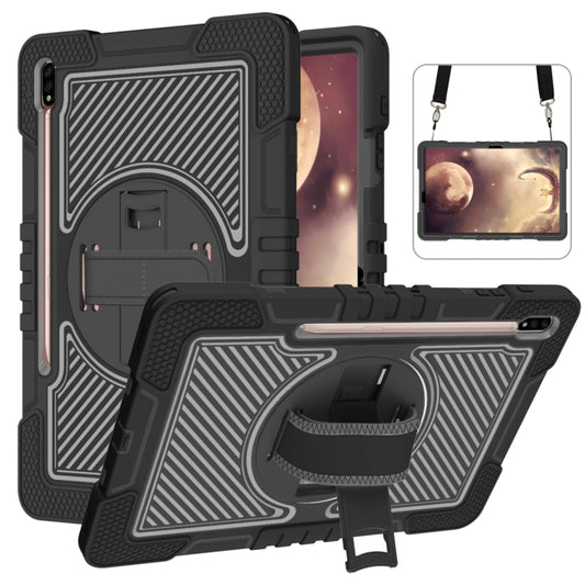 For Samsung Galaxy Tab A7 Lite 360 Degree Rotation Contrast Color Silicone + PC Tablet Case(Black) - Tab A7 Lite T220 / T225 by buy2fix | Online Shopping UK | buy2fix