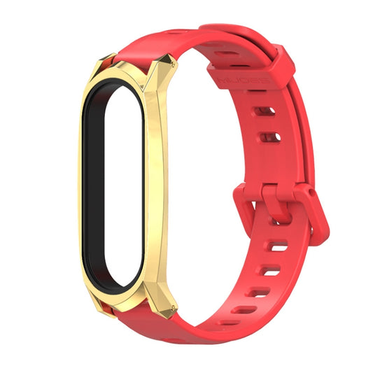 For Xiaomi Mi Band 6 / 5 / 4 / 3 Mijobs Flat Hole Silicone Watch Band, Style:GT Case(Red+Gold) - Watch Bands by MIJOBS | Online Shopping UK | buy2fix