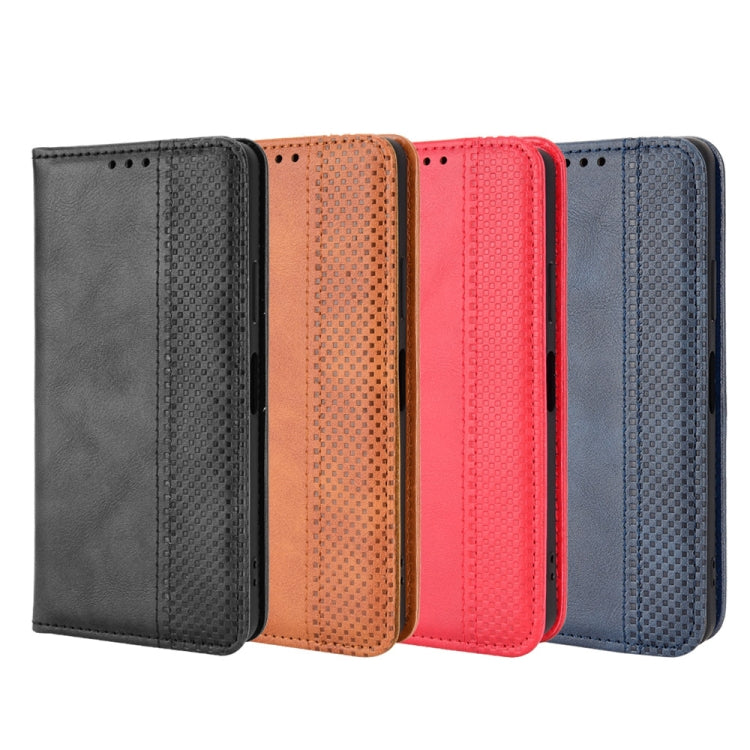 For Blackview A95 Magnetic Buckle Retro Texture Leather Phone Case(Red) - More Brand by buy2fix | Online Shopping UK | buy2fix