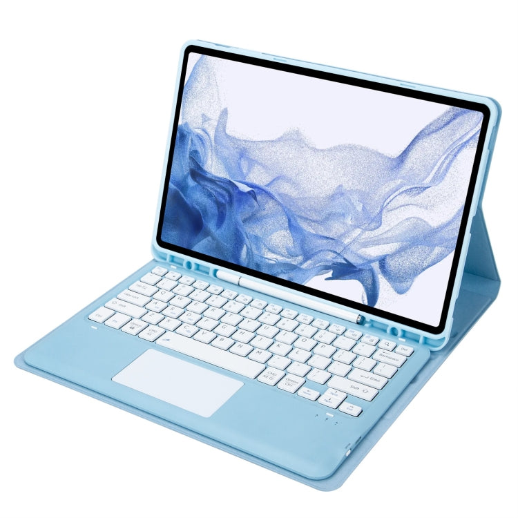 T800B-A Touch Pad Detachable Bluetooth Keyboard Leather Tablet Case For Samsung Galaxy Tab S8+/S7+/S7 FE(Sky Blue) - Samsung Keyboard by buy2fix | Online Shopping UK | buy2fix