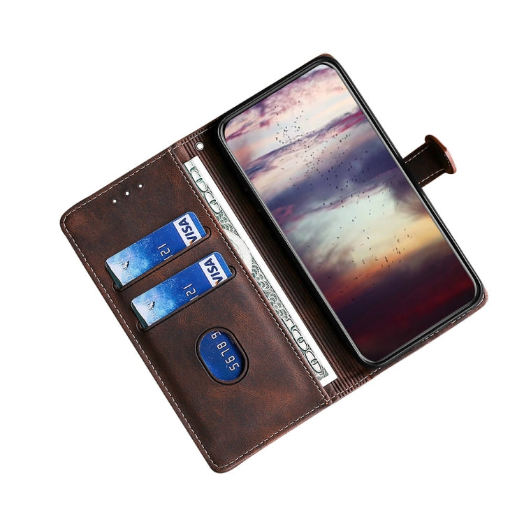 For Ulefone Note 12P Stitching Skin Feel Magnetic Buckle Horizontal Flip PU Leather Case(Brown) - Ulefone Cases by buy2fix | Online Shopping UK | buy2fix