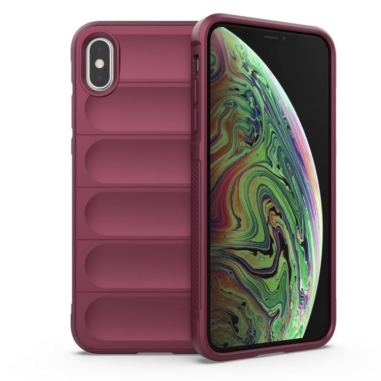 For iPhone XS Max Magic Shield TPU + Flannel Phone Case(Wine Red) - More iPhone Cases by buy2fix | Online Shopping UK | buy2fix