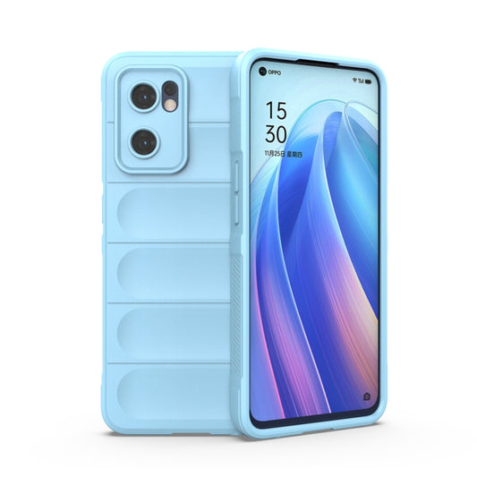 For OPPO Reno7 5G Global / Find X5 Lite Magic Shield TPU + Flannel Phone Case(Light Blue) - OPPO Cases by buy2fix | Online Shopping UK | buy2fix