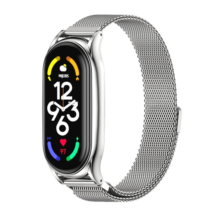 For Xiaomi Mi Band 7 / 7 NFC MIJOBS Milan Magnetic Plus Stainless Steel Watch Band(Silver) - Watch Bands by MIJOBS | Online Shopping UK | buy2fix