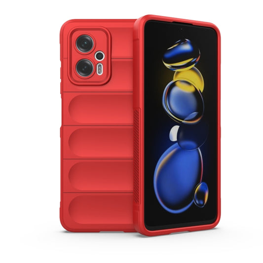 For Xiaomi Redmi Note 11T Pro Magic Shield TPU + Flannel Phone Case(Red) - Xiaomi Cases by buy2fix | Online Shopping UK | buy2fix