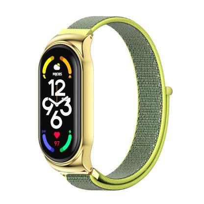 For Xiaomi Mi Band 7 / 7 NFC MIJOBS CS Stainless Steel Case Nylon Watch Band(Yellow) - Watch Bands by MIJOBS | Online Shopping UK | buy2fix