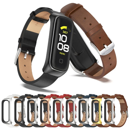 For Samsung Galaxy Fit 2 MIJOBS Metal Case Microfiber Leather Watch Band(Brown Gold) - Watch Bands by MIJOBS | Online Shopping UK | buy2fix