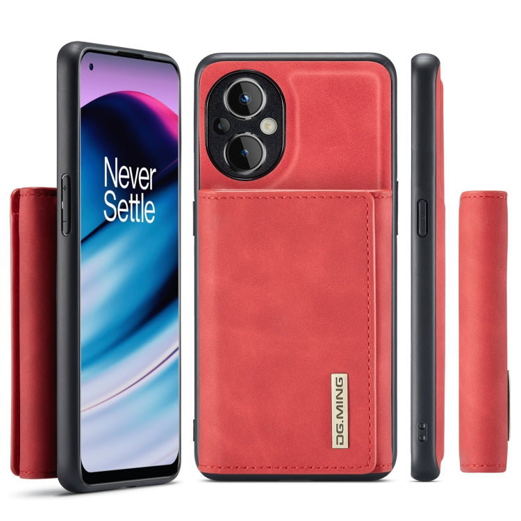 For OnePlus Nord N20 5G DG.MING M1 Series 3-Fold Multi Card Wallet + Magnetic Phone Case(Red) - OnePlus Cases by DG.MING | Online Shopping UK | buy2fix