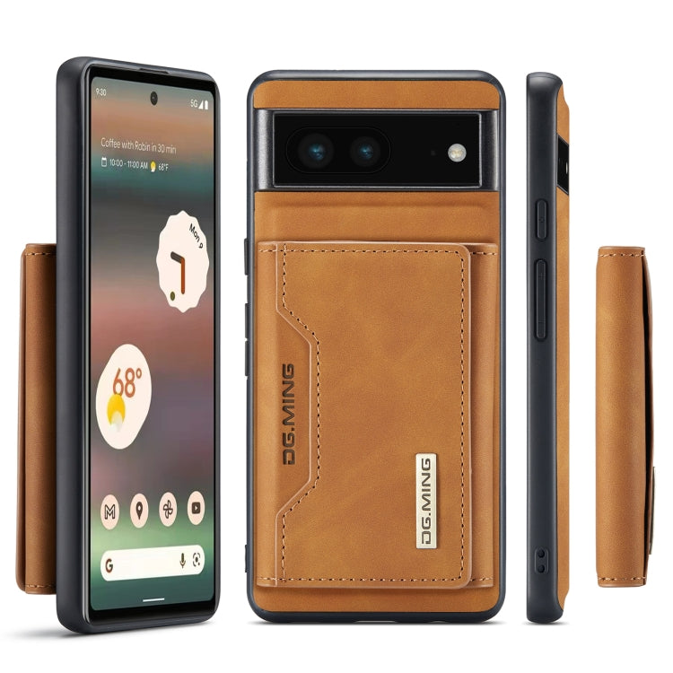 For Google Pixel 6A DG.MING M2 Series 3-Fold Multi Card Bag Phone Case(Brown) - Google Cases by DG.MING | Online Shopping UK | buy2fix