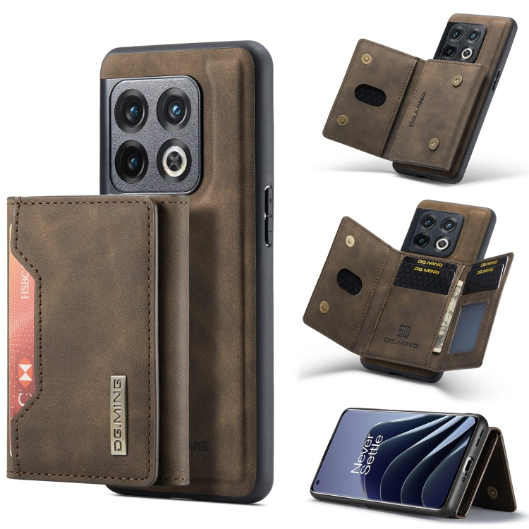 For OnePlus 10 Pro DG.MING M2 Series 3-Fold Multi Card Bag Phone Case(Coffee) - OnePlus Cases by DG.MING | Online Shopping UK | buy2fix