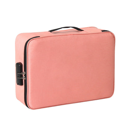 Large Capacity Multi-layers Foldable Fabric Document Storage Bag, Specification:Double Zipper-Locked(Pink) - Digital Storage Bag by buy2fix | Online Shopping UK | buy2fix