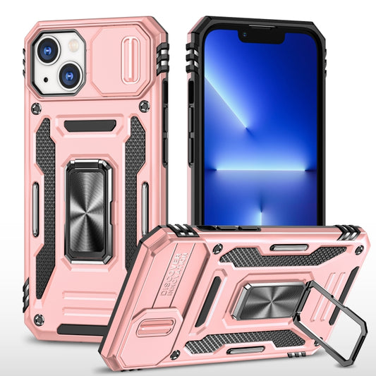 For iPhone 13 Armor PC + TPU Camera Shield Phone Case(Rose Gold) - iPhone 13 Cases by buy2fix | Online Shopping UK | buy2fix