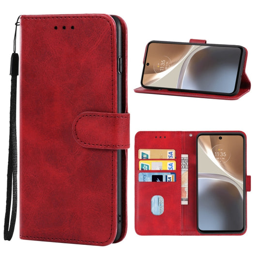 For Motorola Moto G32 Leather Phone Case(Red) - Motorola Cases by buy2fix | Online Shopping UK | buy2fix