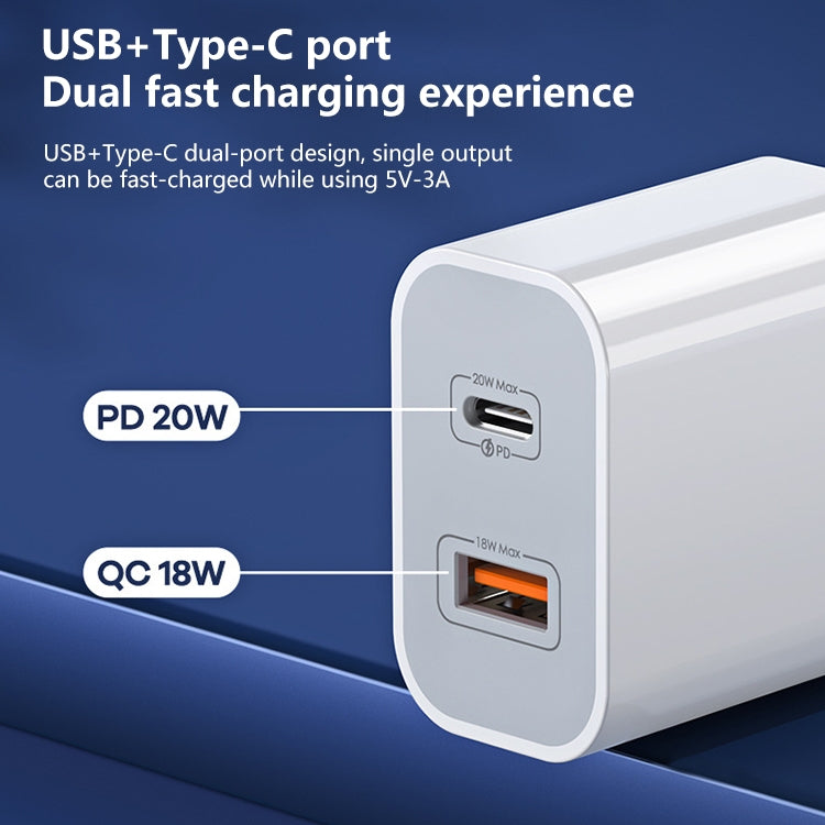 REMAX RP-U68 Speedy Series 20W USB+USB-C/Type-C Interface Fast Charger, Specification:EU Plug(White) - USB Charger by REMAX | Online Shopping UK | buy2fix