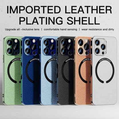 For iPhone 14 Leather Electroplated Magsafe Case (Blue) - iPhone 14 Cases by buy2fix | Online Shopping UK | buy2fix