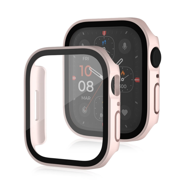 Life Waterproof Frosted 2 in 1 PC Frame + Tempered Glass Protective Case For Apple Watch Series 6 / 5 / 4 / SE 44mm(Pink) - Watch Cases by buy2fix | Online Shopping UK | buy2fix