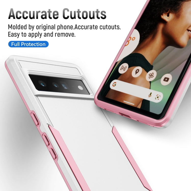 For Google Pixel 7 Pro Pioneer Armor Heavy Duty PC + TPU Phone Case(White+Pink) - Google Cases by buy2fix | Online Shopping UK | buy2fix