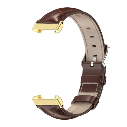 For Xiaomi Mi Band 7 Pro Mijobs Genuine Leather Top Layer Cowhide Watch Band(Bamboo Coffee Gold) - Watch Bands by MIJOBS | Online Shopping UK | buy2fix