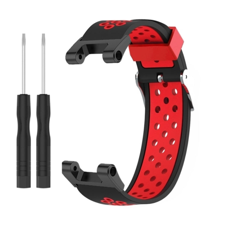 For Amazfit T-Rex / T-Rex Pro / Ares 3-Row Holes Two-color Silicone Watch Band(Black Red) - Watch Bands by buy2fix | Online Shopping UK | buy2fix