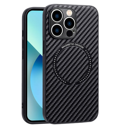 For iPhone 14 Carbon Fiber Texture MagSafe Magnetic Phone Case(Black) - iPhone 14 Cases by buy2fix | Online Shopping UK | buy2fix