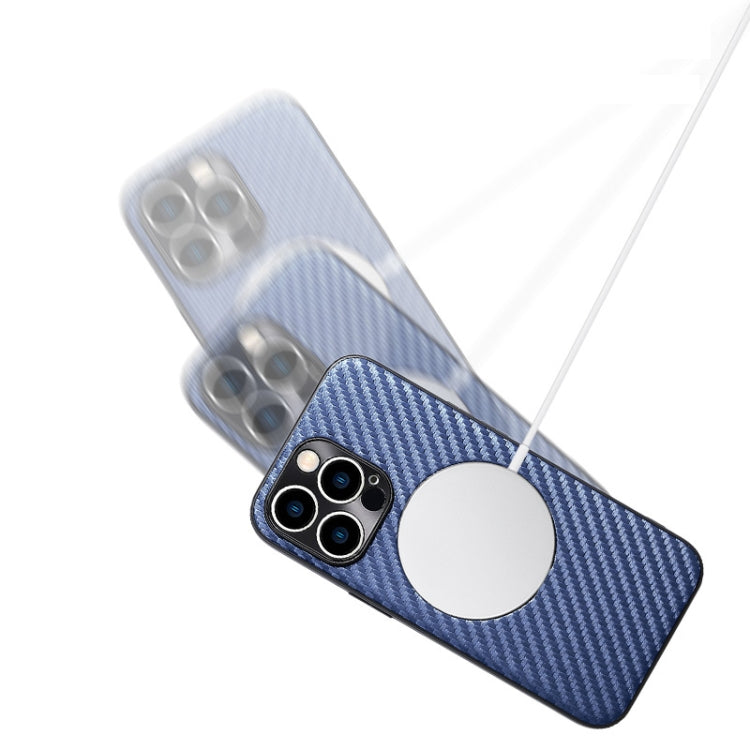 For iPhone 14 Pro Max Carbon Fiber Texture MagSafe Magnetic Phone Case(Blue) - iPhone 14 Pro Max Cases by buy2fix | Online Shopping UK | buy2fix