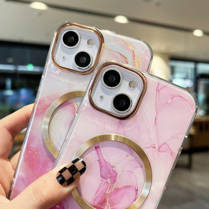 For iPhone 12 Pro Gilt Marble Magsafe Phone Case(Pink) - iPhone 12 / 12 Pro Cases by buy2fix | Online Shopping UK | buy2fix