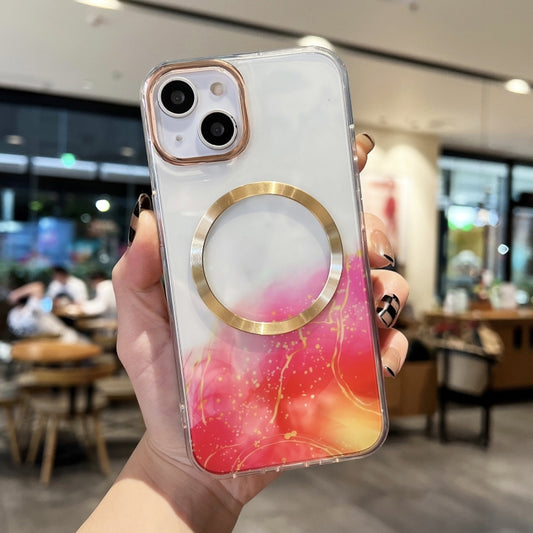 For iPhone 11 Marble MagSafe Clear Phone Case (Red) - iPhone 11 Cases by buy2fix | Online Shopping UK | buy2fix
