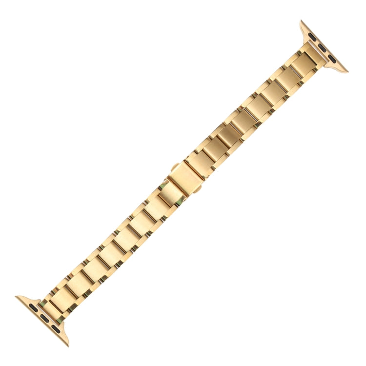 Three Beads Metal Watch Band For Apple Watch Ultra 49mm&Watch Ultra 2 49mm / Series 9&8&7 45mm / SE 3&SE 2&6&SE&5&4 44mm / 3&2&1 42mm(Gold) - Watch Bands by buy2fix | Online Shopping UK | buy2fix