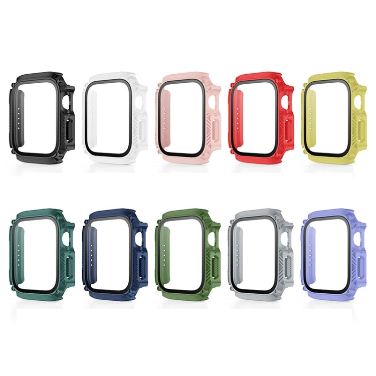 Screen Tempered Glass Film Armor Waterproof Watch Case For Apple Watch Series 8&7 41mm(White) - Watch Cases by buy2fix | Online Shopping UK | buy2fix